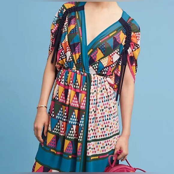 Anthropologie Dresses & Skirts - Maeve Multicolor Geometric cover up Anthropologie